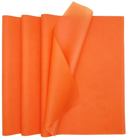 60 Blatt Orange Seidenpapier, Transparentpapier, Krepppapier, für Basteln, Verpacken, Geschenkpapier für Geburtstag, Hochzeit, Weihnachten, Halloween (50x70cm)