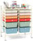COSTWAY 12 Drawers Rolling Storage Cart, Home Office Stationary Utility Trolley with 4 Wheels, Multipurpose Mobile Organiser Shelving Unit for Makeup Beauty Salon (Colorful)