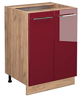 Vicco Küchenunterschrank Fame-Line, Bordeaux Hochglanz, 60 cm