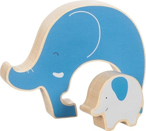 goki 57330 - Aufstellpuzzle Elefant aus Holz – Lernspielzeug, Fördert Kreativität, Geschicklichkeit, Konzentration und Fantasie, 2-er Set, ab 1 Jahr