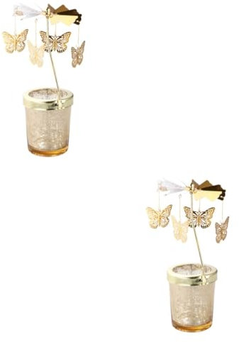 MUSISALY 2 Stücke Gold Rotierenden Tee Licht Kerzenhalter Elegante Leuchter Stand Tisch Mittelstück Für Home Für Versammlungen
