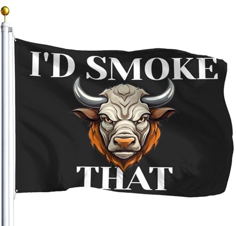 Gartenflaggen Ich Würde Das Rindfleischstück Räuchern Grillen Papa Bbq Chef 4. Juli, Flaggen Mit Metall-Ösen Fahne Doppelt Genäht Flagge Für Veranda Feiertage Aktivitäten 90X150Cm
