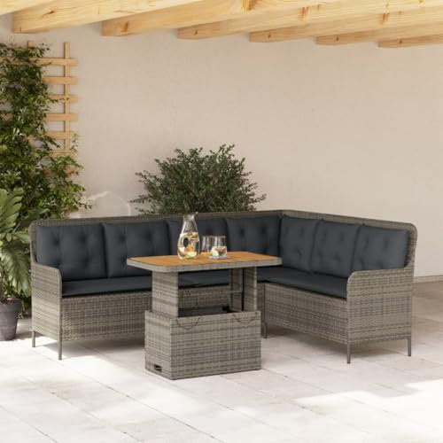 qohoio 2-TLG. Garten-Sofagarnitur mit Auflagen GartenmöBel Set Lounge Gartengarnitur Lounge GartenmöBel Poly Rattan Grau - 3262088