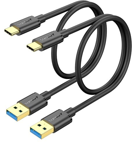 SUNGUY Cable USB C, 2 pièces 0.6m 10Gbps Cable USB vers USB C, Cable USB C Charge Rapide pour iPhone 16/15 Pro Max Plus, Android Auto, Galaxy S22/S23, Huawei P20/50 Pro, Google Pixel, MacBook Pro 2020