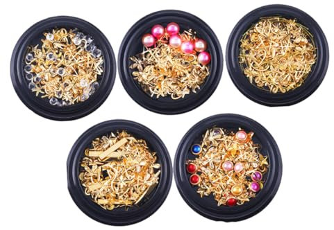 Didiseaon 5pcs Diy Nail Art Charms Star and Moon Pearl Nail Decorations Elegant Manicure for Home Use Random Style