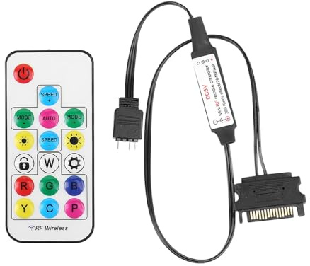 Cleiscry Mini 5V 17 Tasten ARGB Controller LED Lichtstreifen Fernbedienung Einfacher Dimmer 3 Pin zu SATA für PC Computer Case Beleuchtung