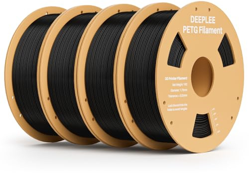 DEEPLEE PETG Filament 1.75mm, 3D Drucker PETG Filament Maßgenauigkeit +/- 0.02 mm für die meisten FDM 3D Drucker, Schwarz 4KG