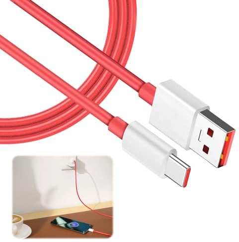 gaubss USB+Type-c Fast Charger Cable Red, 2M 65W USB C Cable for OnePlus Nord CE/Nord N100 / 8T / 8/8 Pro / 7T / 7T Pro / 7/7 Pro / 6 / 6T / 5T / 5 / 3T / 3 /Nord 2T 10 Pro 8 9 Pro 8 7T 7 6T 5