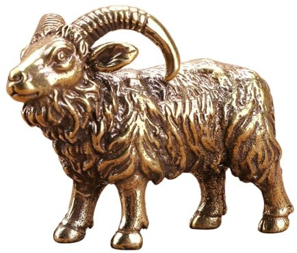 Pleayietoopiatiey Messing-Skulptur, Ziege, realistisches Handwerk, Sammlerstück, Heimdekoration für Wohnzimmer