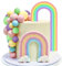 Pastel Rainbow Cake Topper Rainbow Cake Toppers Colorful Balls Cake Decorations for Wedding Baby Shower Birthday Party Supplies
