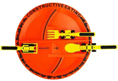 FUNGTN Ensemble d'assiettes et d'ustensiles pour Enfants Ensemble de Vaisselle et d'ustensiles pour Enfants de 1 à 3 Ans, ustensiles pour Enfants de 2 et 3 Ans, Assiettes divisées pour Enfants