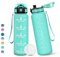 Botella Agua, 1 litro Libre de BPA, Botella Agua Gimnasio, Con Marca de Tiempo, Botellas de Agua, Diseño de Cerradura a Prueba de Fugas, Botellas de Agua Para Niños para Deportes - Azul Verde