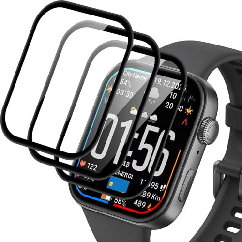 3 Piezas Protector Pantalla para Huawei Watch Fit 3, Cristal templado, Sin Burbujas, Antiarañazos, Dureza 9H, Cristal Protector