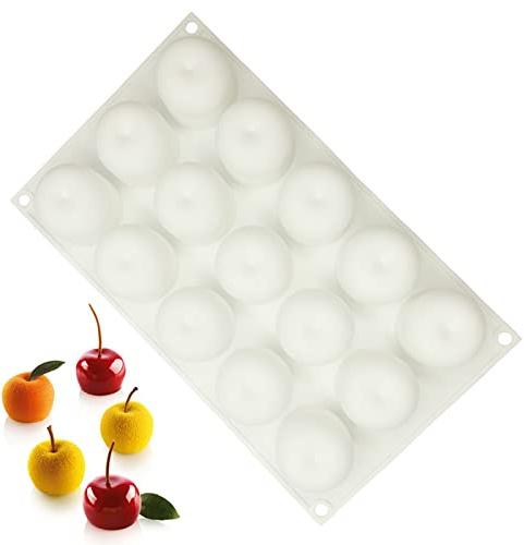 QIUMING 3D Apfel Formen Silikonform Silikon-Kuchenform Professional Silikon Backform Gelee Pudding Jelly Muffin Cupcake Schokolade Mousse Für Das BackenSeife Backform, Gelee(Weiß, 15 Kompanien)