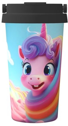 WBQLSL Carino unicorno fantasia in acciaio inox – 12 ore di lunga durata isolamento termico e freddo, tazza da caffè portatile