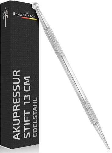 SCHWERTKRONE® Akupressurstift Edelstahl 13 cm Kugel 2.5/6 mm - Meridianstift Narbenstift Druckpunktmassager