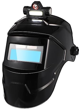 DINHEAROM Welding Helmet with Shade Portable Head Mounted Welder Mask for Indoor Outdoor Use Includes LED Light and Protective Filters