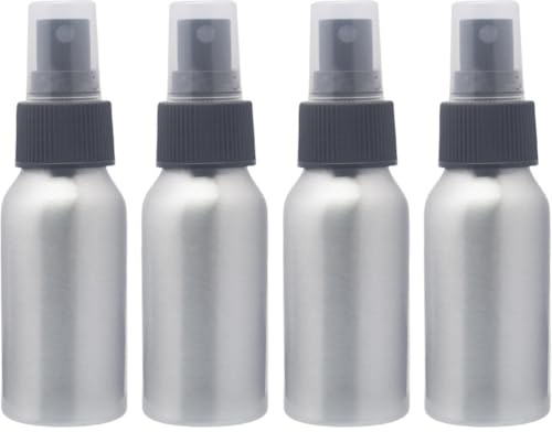 Abbdbd 4pcs 50ml Aluminum Empty Spray Bottle, Refillable Small Spray Bottle, Metal Spray Bottle, Empty Atomiser Containers for Travel Toner Face Cleaning