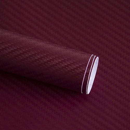 3D Carbon Fiber Vinyl Autofolie Aufkleber für Fahrzeug-Styling mit waschbarem, kratzfestem und hoher Flexibilität für individuelle Anwendungen (Weinrot)