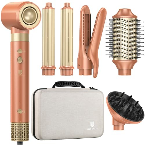 webeauty 7 en 1 Moldeador Pelo Aire, Cepillo Secador de Pelo Multifunción | 110,000RPM/Min,30M/S,Secador con Cepillo de Aire,Plancha Pelo, Difusor,Rizador Pelo,500 Millones de Iones Negativos