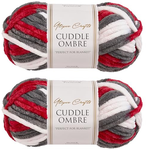 Utopia Crafts Cuddle Ombre Super Chunky Chenille, weiches Garn zum Stricken und Häkeln, 2 x 100 g (Winterberry, 2 x 100 g)