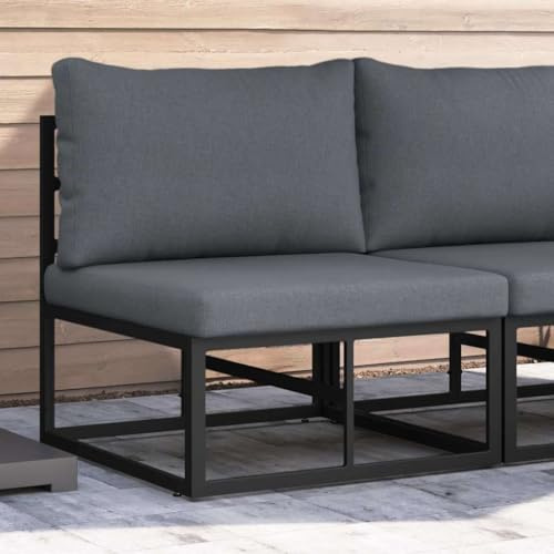 kithwjll Gartenmöbel Sofa Schwarz, 70x71,5x71 cm, Metall Outdoor Lounge Set, wetterfeste Balkon Sitzgruppe, modernes Design für Garten & Terrasse