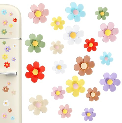 20 Stück 3D Blumen Kühlschrankmagnete,Bunte Dekorative Magneten,2 Größen Starke Kühlschrankmagnete,für Whiteboard,Kühlschrank,Küche,Büro und Klassenzimmer
