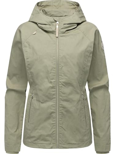 Ragwear Damen leichte Übergangsjacke kurze wasserabweisende und beschichtete Baumwoll-Jacke mit Kapuze Dizzea Vintage YOUMODO XS-3XL
