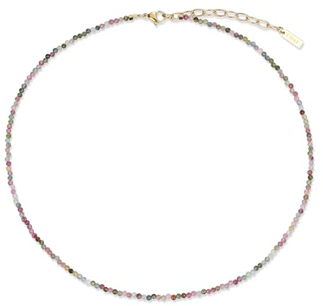 COAI Geschenkideen für Frauen, Halskette mit 2–3 mm facettierten Naturstein-Perlen für Damen