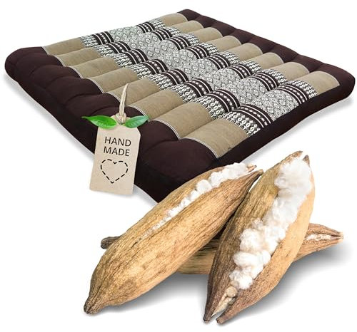 livasia Sitzkissen Stuhlauflage groß - 50x50x6cm - Bodenkissen Indoor/Outdoor, Meditationskissen Yogakissen, Stuhlauflage für Palettenmöbel, Steppkissen für Stuhl und Bank (Braun)