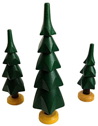 Rudolphs Schatzkiste Holzdekoration 3 Holzbäume bunt Höhe=11cm NEU Baum Weihnachten Seiffen Spanbäumchen Holzbaum Linde Erzgebirge