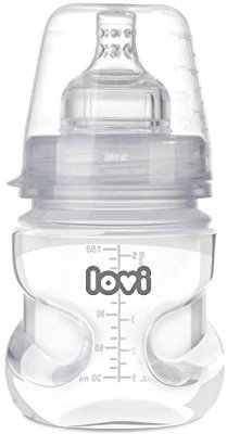 Biberon anti-colique LOVI avec tétine dynamique, 150 ml, Système de ventilation SUPER Air Vent, Protège le réflexe de succion, Testé médicalement