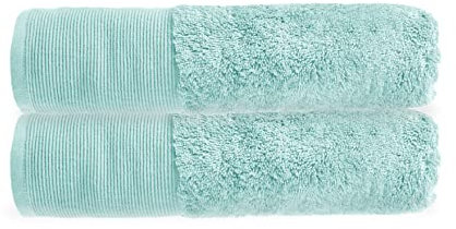 Allure Pack of 2 Bamboo Bath Towels 70 x 125cm – Luxury Super Soft Hypo-Allergenic Plush 550GSM Pair of Bathroom Towels (Duckegg)