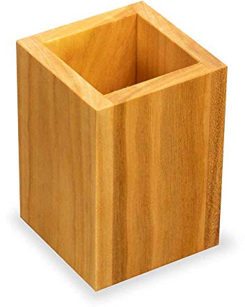Schreibgefühl Stiftebox aus Holz | Maße 6,2 x 6,2 x 10 cm | Stiftehalter aus Kirschholz, eckig