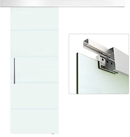 HOMCOM Puerta Corredera Cristal Puerta Deslizante de Vidrio Puertas de Interior Puerta de Granero Estilo Granero 75x210cm