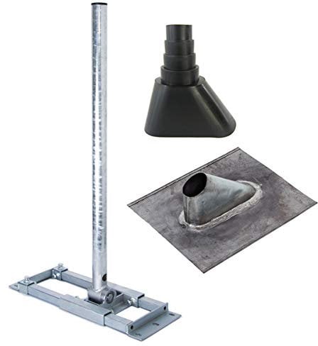 Premium X Deluxe X90-60 Dachsparrenhalter 90cm Ø 60mm Mast Dach SAT-Halterung für Satellitenschüssel Blei-Ziegel Manschette schwarz