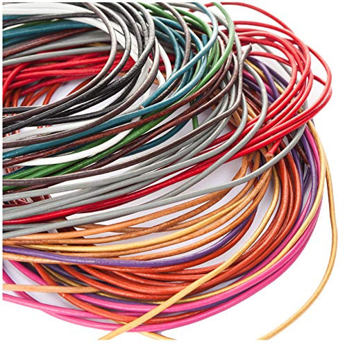 Lederschnur Rund 2 mm. 10 x 1 Meter - Bunt
