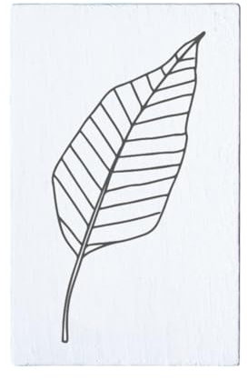 May and Berry Holzstempel - Blatt stilisiert, 35x55mm, Weiß