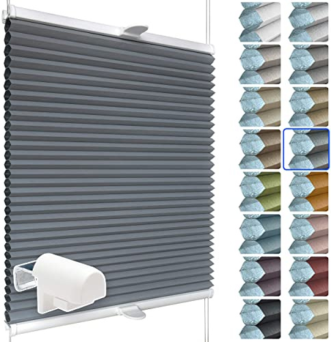 SchattenFreude Waben-Plissee für Fenster | 100% verdunkelnd/Blackout | Mit Klemm-Haltern | Klemmfix ohne Bohren | Anthrazit (Weiße Rückseite), Breite: 90cm x Höhe: 150cm
