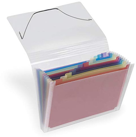 TimeTEX Fächermappe A4-Plus, transparent farbig - mit 13 Fächern und Druckknopf-Verschluss - 10683