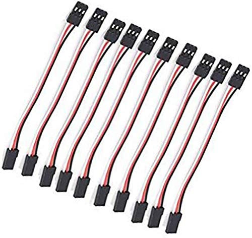 POFET 10 Stück Servo-Verlängerungskabel Anschlusskabel 10 cm 3-poliges Kabel JR-Stecker und Futaba-Buchse für RC-Flugzeug