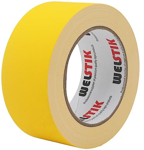 WELSTIK Dünnes Gaffelband 50MM * 30,2M Gaffaband Mattes Stoffband, gelb
