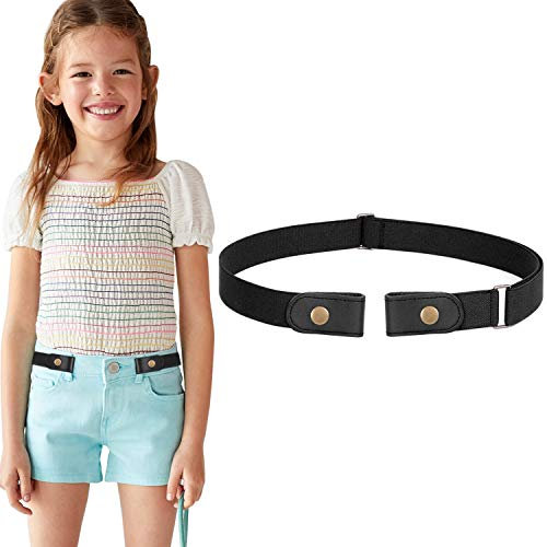 WERFORU Kein Schnallenstretchgürtel für Kinder Jungen und Mädchen Schnallenfreier Kindergürtel Bis zu 60cm,Schwarz