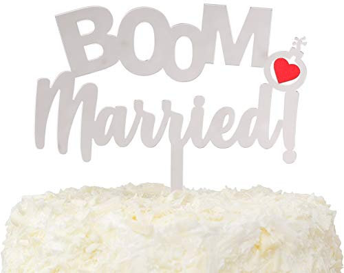 LOVENJOY Boom Married Cake Topper Hochzeit Tortenstecker Lustig Tortendeko, in Geschenkbox