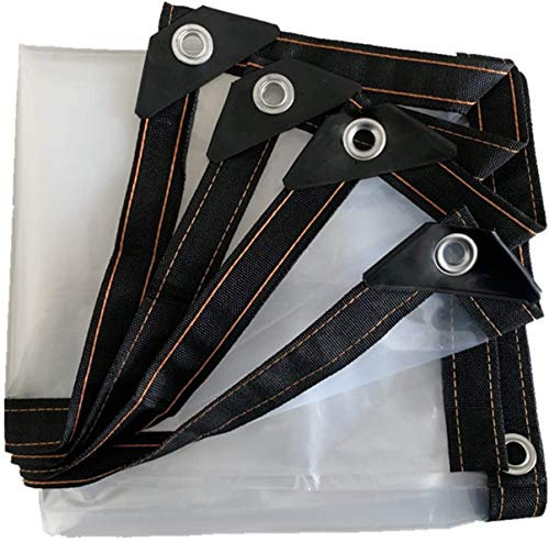 JXQ Tarpaulin Transparent Waterproof Clear Tarps with Grommets,Heavy Duty Poly Tarp Cover,5 Mil Thick Waterproof,UV Resistant,Rip and Tear Proof Tarpaulin,for Plants Greenhouse