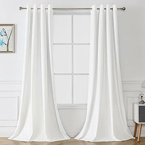 Victree Samt Indoor/Outdoor Vorhänge für Terrasse – 2 Paneele Wasserdicht Winddicht Sonnenlicht Blockieren Ösen Top Vorhang Panel Pergola, Veranda, Deck, Lanai und Cabana, 132 x 274 cm, Bleach White