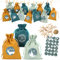Papierdrachen 24 Adventskalender Stoffsäckchen zum Befüllen - mit Zahlenaufklebern von 1-24 - Stoffbeutel zum selber Dekorieren - Geschenksäckchen - Petrol Set Nr 30