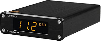 TOPPING D10 Balanced USB DAC ES9038Q2M XMOS XU208 PCM384kHz DSD256 HIFI DAC Decoder (Black)