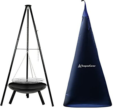 TEEPEE Tripod Grill BBQ Cover, Waterproof and UV Resistant Heavy Duty Oxford Fabric, Dust Proof Outdoor Tipi Cover with Storage Bag, Large (180x95CM)
