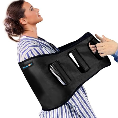 Leetye Mei Bett-Transferschlinge für ältere Menschen, breiter Rücken, gebogenes Design, mobiler Transfergurt, Patientenpflege, Rückenhebeband (schwarz)